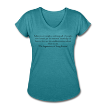 Load image into Gallery viewer, Relations, Women&#39;s Tri-Blend V-Neck T-Shirt - heather turquoise
