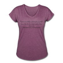 Load image into Gallery viewer, Relations, Women&#39;s Tri-Blend V-Neck T-Shirt - heather plum

