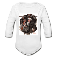 Load image into Gallery viewer, Playing Santa, Organic Long Sleeve Baby Bodysuit - white
