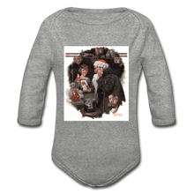 Load image into Gallery viewer, Playing Santa, Organic Long Sleeve Baby Bodysuit - heather gray

