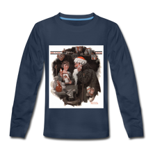 Load image into Gallery viewer, Playing Santa, Kids&#39; Premium Long Sleeve T-Shirt - navy
