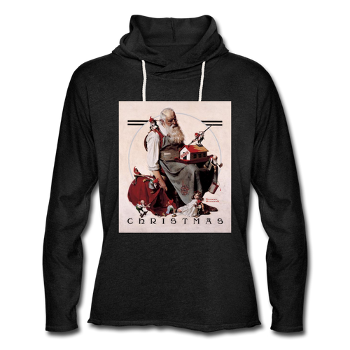 Santa and His Elves, Unisex Lightweight Terry Hoodie - charcoal gray