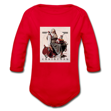 Load image into Gallery viewer, Santa and His Elves, Organic Long Sleeve Baby Bodysuit - red
