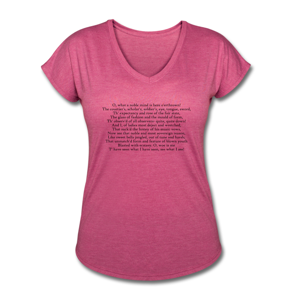 Ophelia's Madness, Women's Tri-Blend V-Neck T-Shirt - heather raspberry