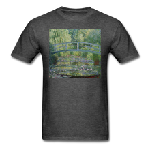 Load image into Gallery viewer, Water Lilies and Japanese Bridge, Unisex Classic T-Shirt - heather black
