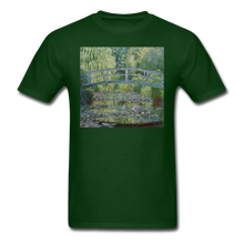 Load image into Gallery viewer, Water Lilies and Japanese Bridge, Unisex Classic T-Shirt - forest green
