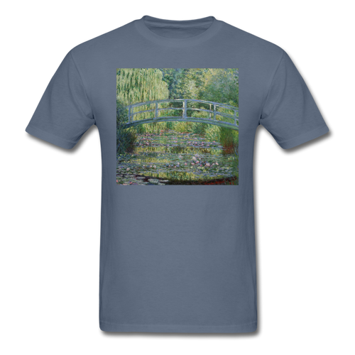 Water Lilies and Japanese Bridge, Unisex Classic T-Shirt - denim