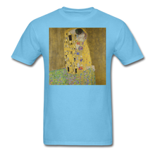 Load image into Gallery viewer, Klimt&#39;s The Kiss, Unisex Classic T-Shirt - aquatic blue
