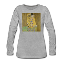 Load image into Gallery viewer, Klimt&#39;s The Kiss, Women&#39;s Premium Long Sleeve T-Shirt - heather gray
