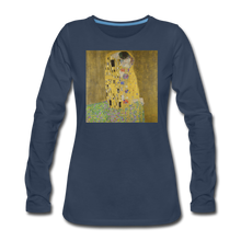 Load image into Gallery viewer, Klimt&#39;s The Kiss, Women&#39;s Premium Long Sleeve T-Shirt - navy
