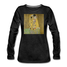Load image into Gallery viewer, Klimt&#39;s The Kiss, Women&#39;s Premium Long Sleeve T-Shirt - charcoal gray
