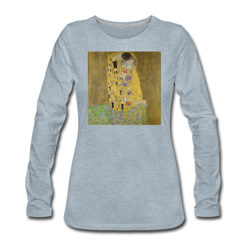 Klimt's The Kiss, Women's Premium Long Sleeve T-Shirt - heather ice blue