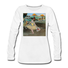 Load image into Gallery viewer, Dancer Bowing with Bouquet, Women&#39;s Premium Slim Fit Long Sleeve T-Shirt - white
