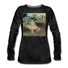 Load image into Gallery viewer, Dancer Bowing with Bouquet, Women&#39;s Premium Slim Fit Long Sleeve T-Shirt - charcoal gray
