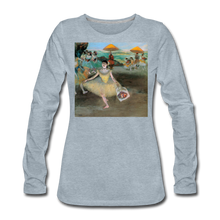 Load image into Gallery viewer, Dancer Bowing with Bouquet, Women&#39;s Premium Slim Fit Long Sleeve T-Shirt - heather ice blue
