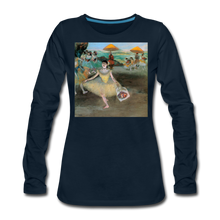 Load image into Gallery viewer, Dancer Bowing with Bouquet, Women&#39;s Premium Slim Fit Long Sleeve T-Shirt - deep navy
