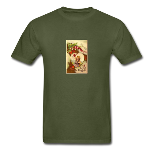 Victorian Valentine, Hanes Adult Tagless T-Shirt - military green