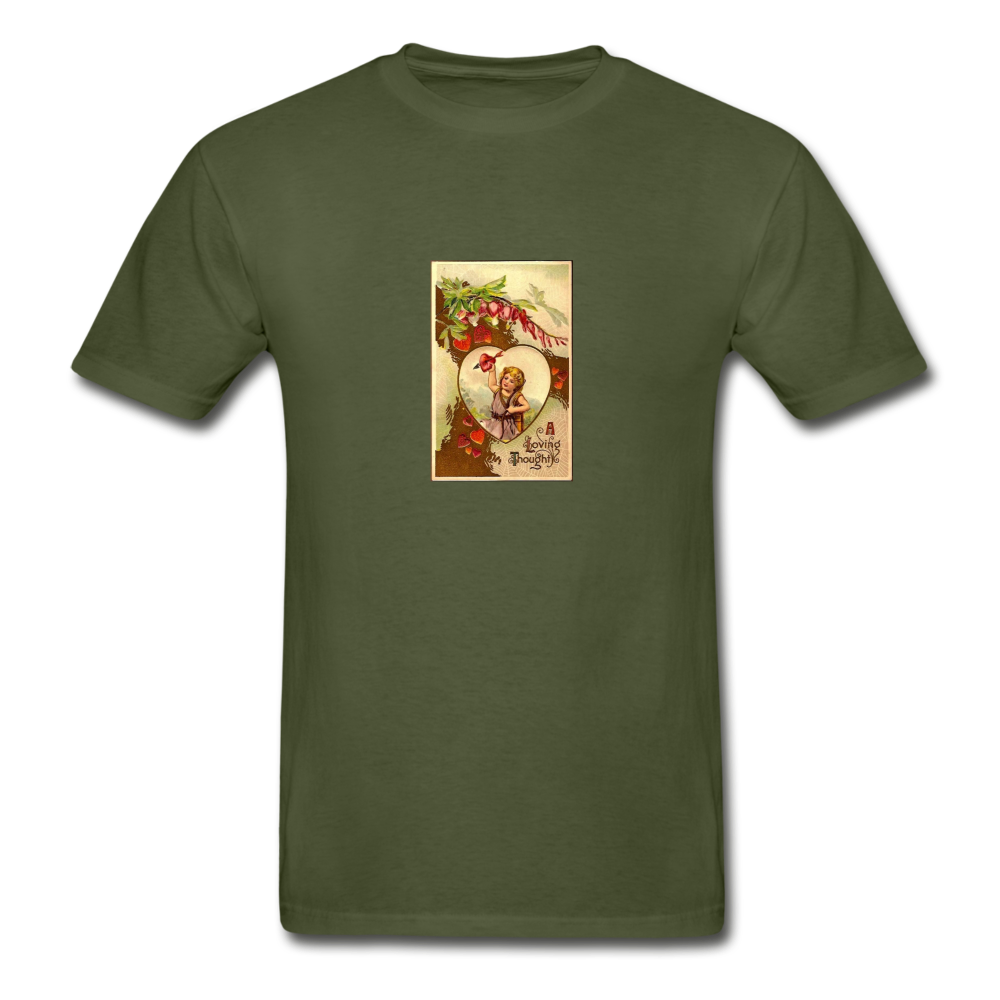 Victorian Valentine, Hanes Adult Tagless T-Shirt - military green