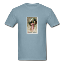 Load image into Gallery viewer, Vintage Valentine&#39;s Card, Hanes Adult Tagless T-Shirt - stonewash blue
