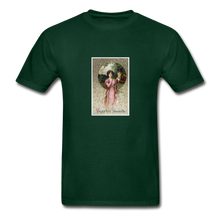 Load image into Gallery viewer, Vintage Valentine&#39;s Card, Hanes Adult Tagless T-Shirt - forest green
