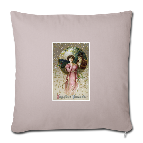 Vintage Valentine Throw Pillow Cover 18” x 18” - light taupe