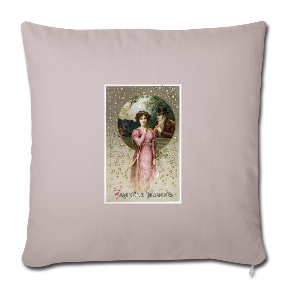 Vintage Valentine Throw Pillow Cover 18” x 18” - light taupe