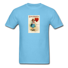 Load image into Gallery viewer, Cute Vintage Valentine, Unisex Classic T-Shirt - aquatic blue
