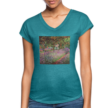 Load image into Gallery viewer, Spring Garden - Women&#39;s Tri-Blend V-Neck T-Shirt - heather turquoise
