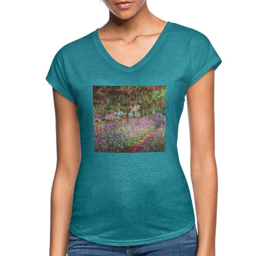 Spring Garden - Women's Tri-Blend V-Neck T-Shirt - heather turquoise