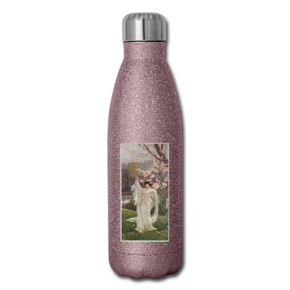Flower Dance - Insulated Stainless Steel Water Bottle - pink glitter