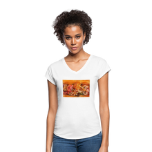 Load image into Gallery viewer, Garland of Flowers - Women&#39;s Tri-Blend V-Neck T-Shirt - white
