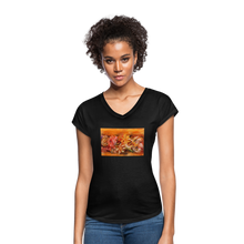 Load image into Gallery viewer, Garland of Flowers - Women&#39;s Tri-Blend V-Neck T-Shirt - black

