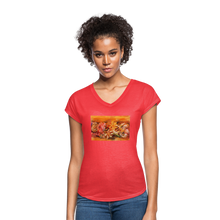 Load image into Gallery viewer, Garland of Flowers - Women&#39;s Tri-Blend V-Neck T-Shirt - heather red
