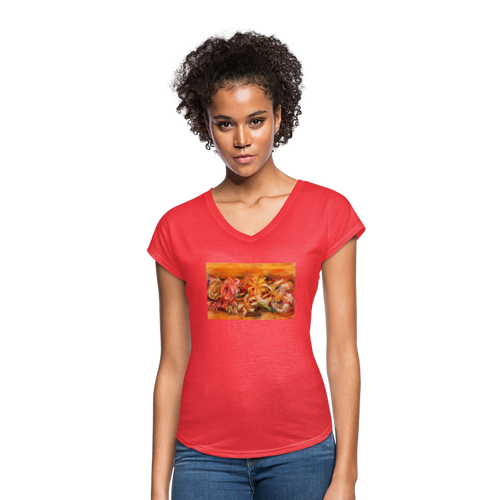 Garland of Flowers - Women's Tri-Blend V-Neck T-Shirt - heather red