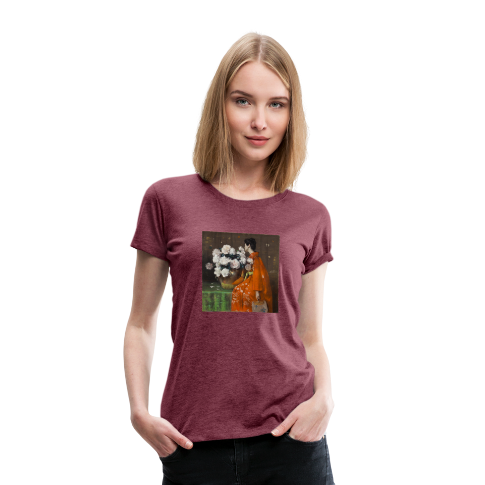 Peonies - Women’s Premium T-Shirt - heather burgundy