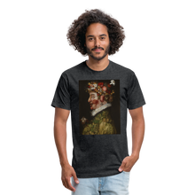 Load image into Gallery viewer, Flower Face - Fitted Cotton/Poly T-Shirt by Next Level - heather black
