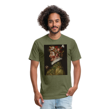Load image into Gallery viewer, Flower Face - Fitted Cotton/Poly T-Shirt by Next Level - heather military green
